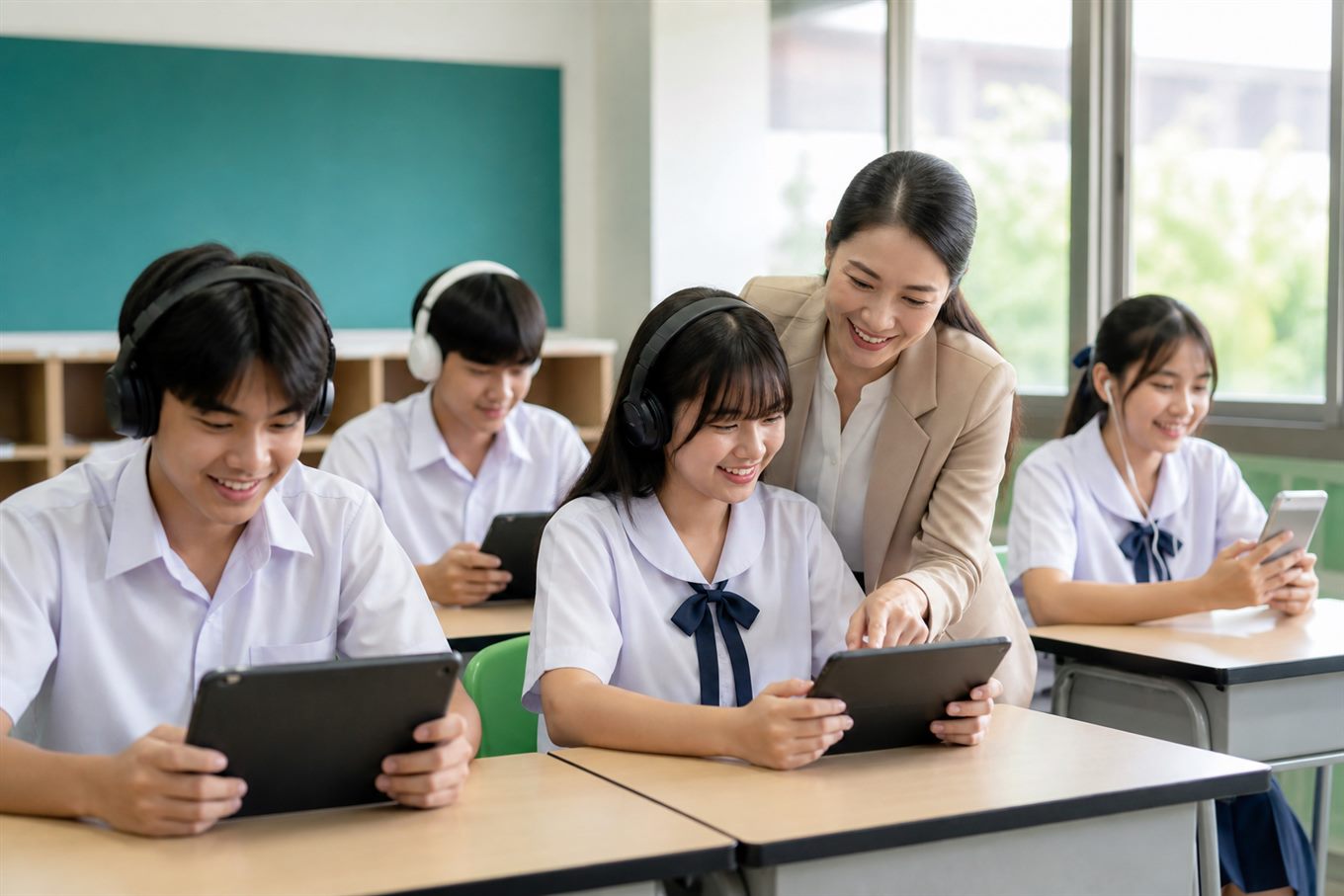 นักเรียนไทยใช้ ChatClass ในห้องเรียน